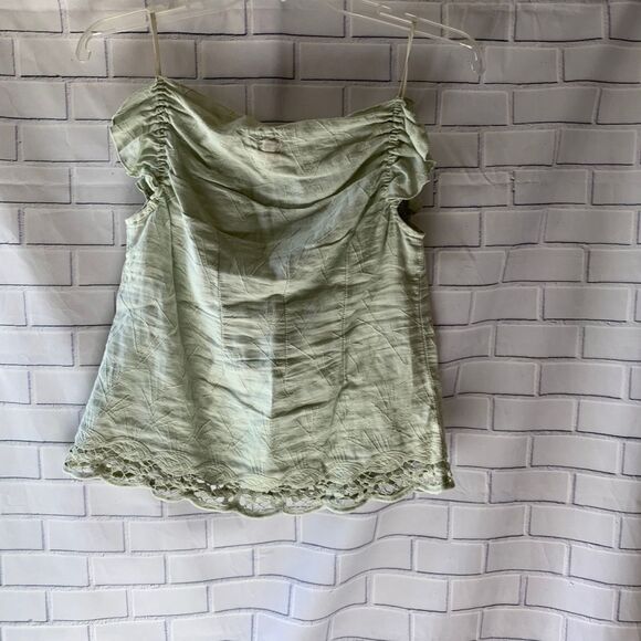 120% Lino VTG 100% Linen Top Pale Mint Green Sz S - Picture 2 of 3